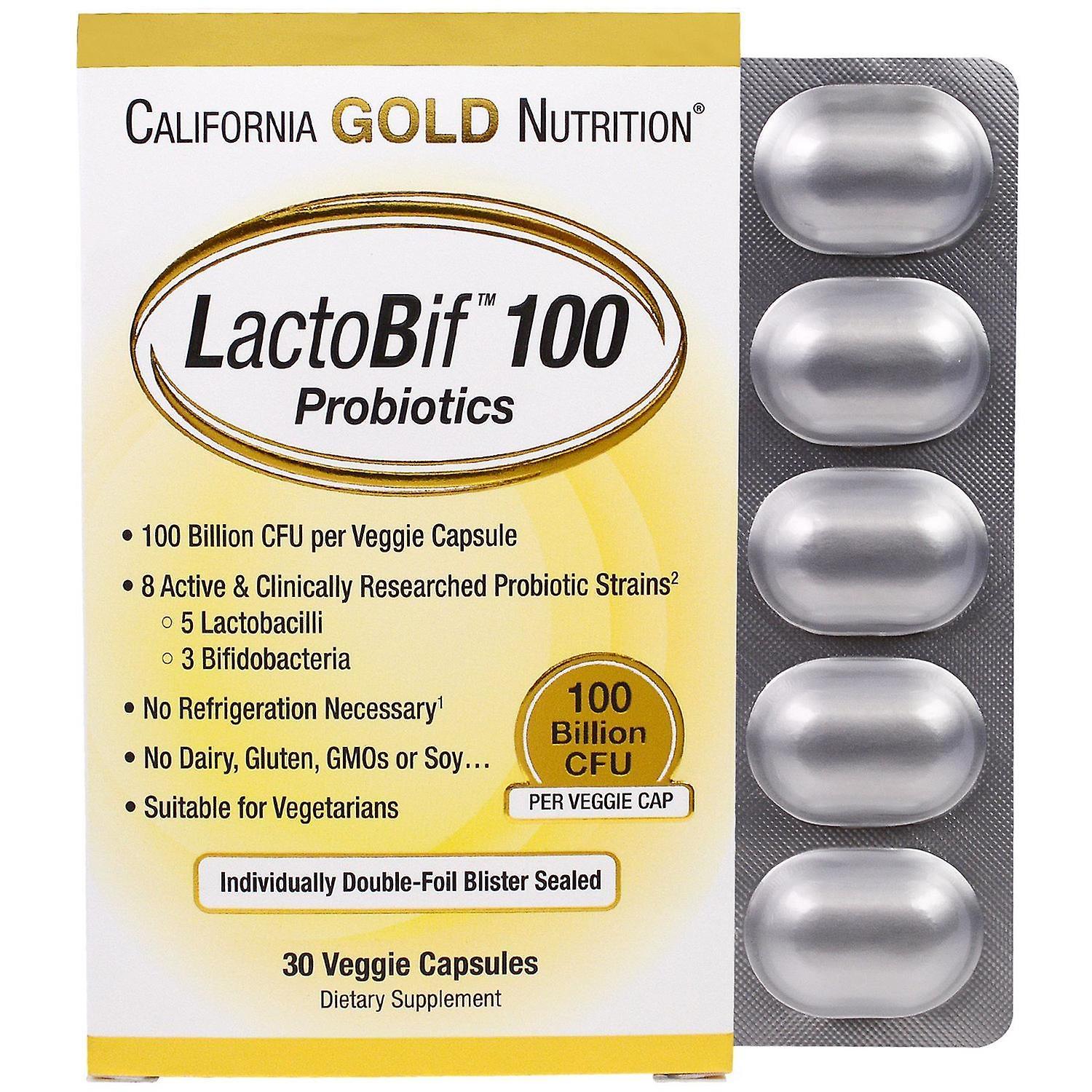 California Gold Nutrition, LactoBif Probiotics, 100 Billion CFU, 30 Veggie Capsu