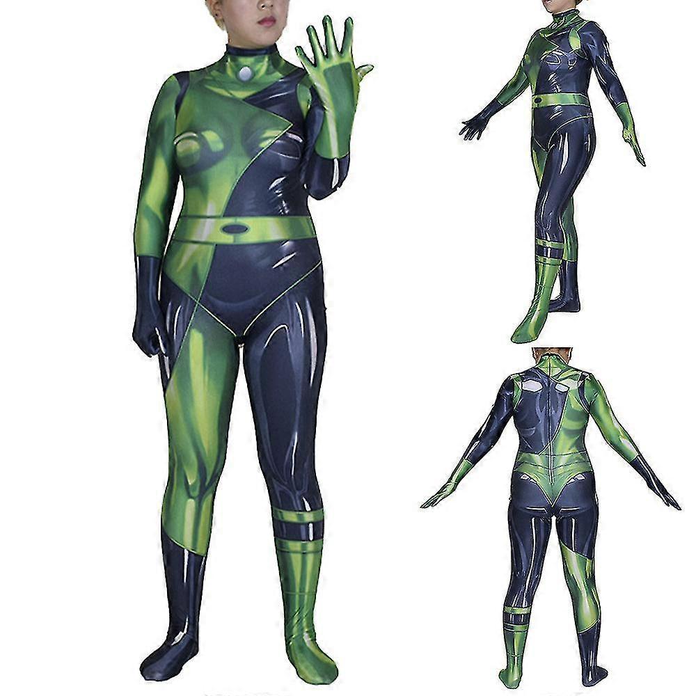 Lequeen Women Ladies Shego Cosplay Costume Super Villain Halloween Costume Bodysuit Jumpsuit For Adults L