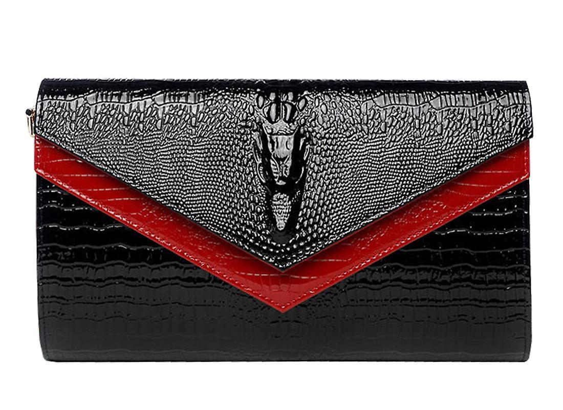 Keluosi Leather Small Shoulder Clutch Bag For Prom Black+Red