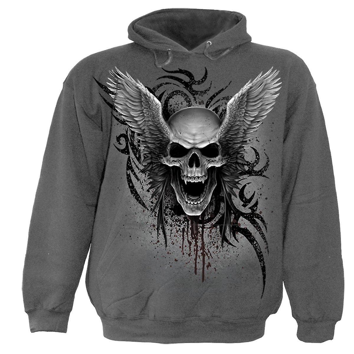 Spiral Direct Gothic ASCENSION - Hoody Charcoal |Skulls|Wings|Tribal Large