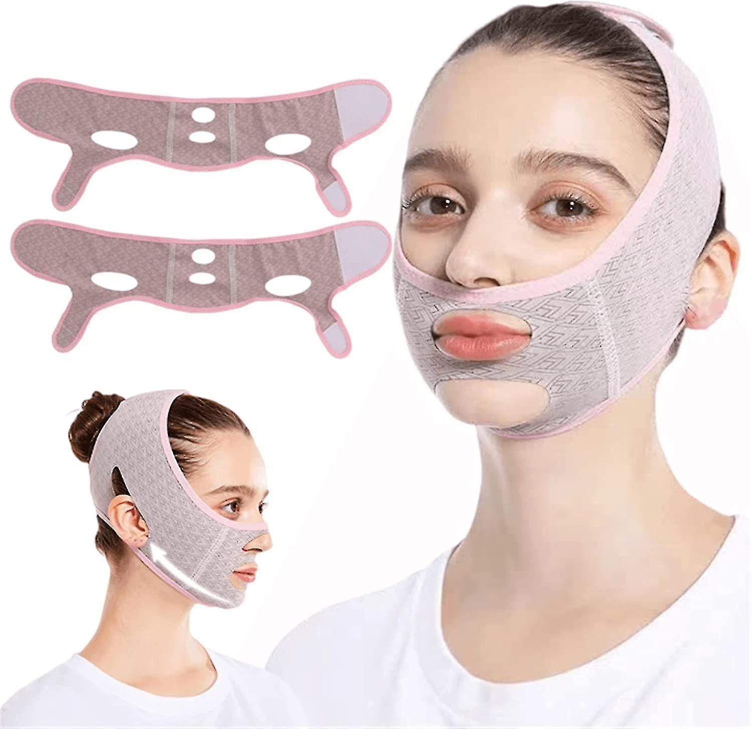 Yuntianzun Beauty Face Sculpting Sleep Mask, Reusable V Line Shaping Masks, V Line Lifting Mask Facial Slimming Strap - Double Chin Reducer 2Pcs