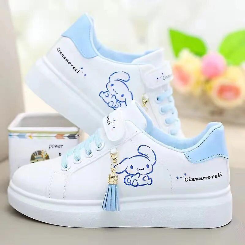 Aionyaaa Sanrios Kawaii Anime Kuromi Cinnamoroll Cute Cartoon Mesh Board Shoes Summer New Children's Breathable Lightweight Sneakers Gift 38(23.5cm) A