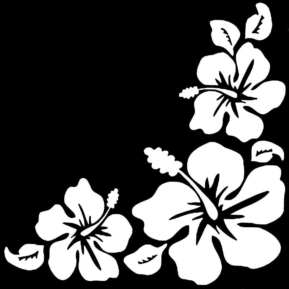 Monnadu Lotus Flower Hibiscus Car-Styling Body Window Decals Reflective Sticker Decor White 3 Flowers