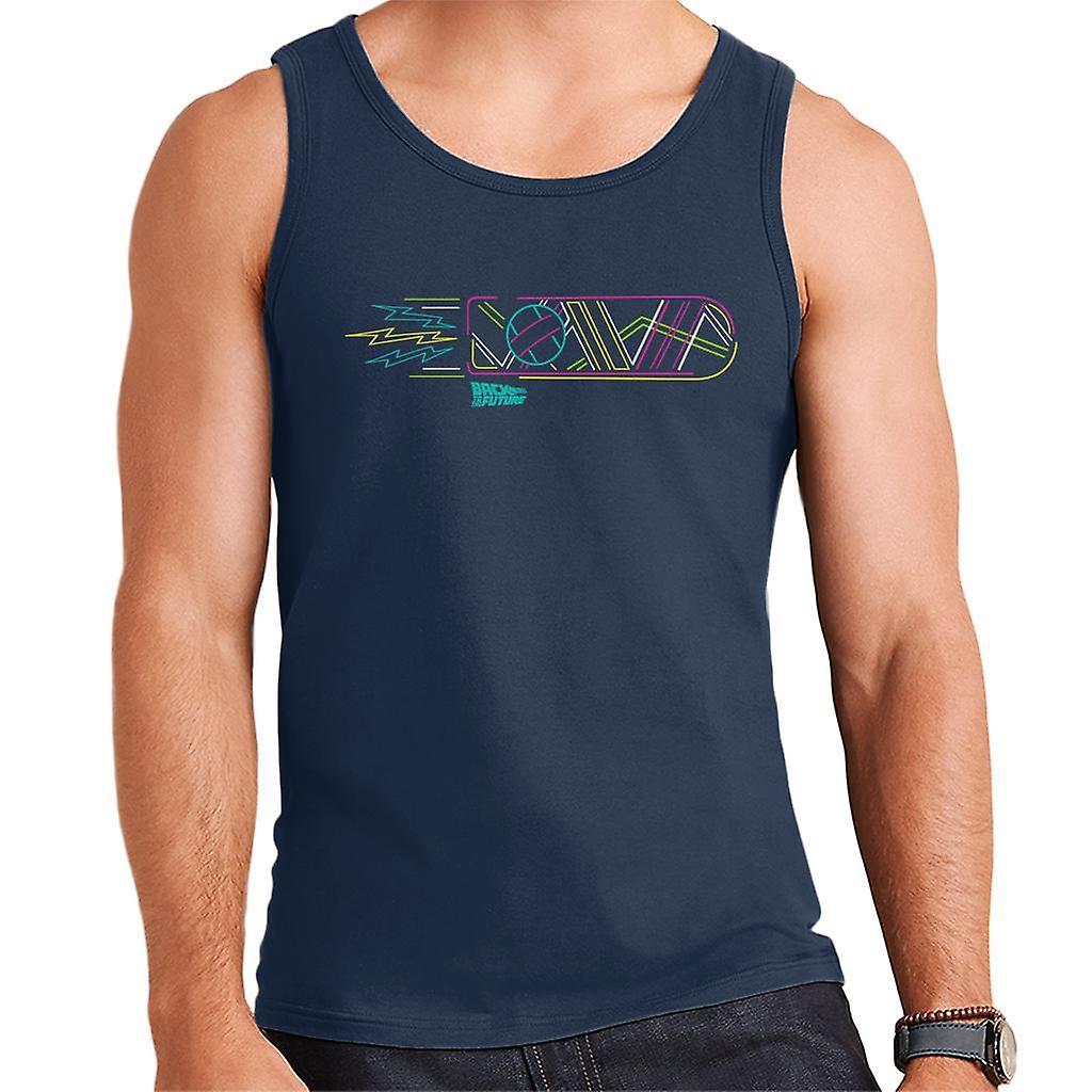 Back to the Future Neon Hoverboard Outline Men's Vest Navy Blue Small