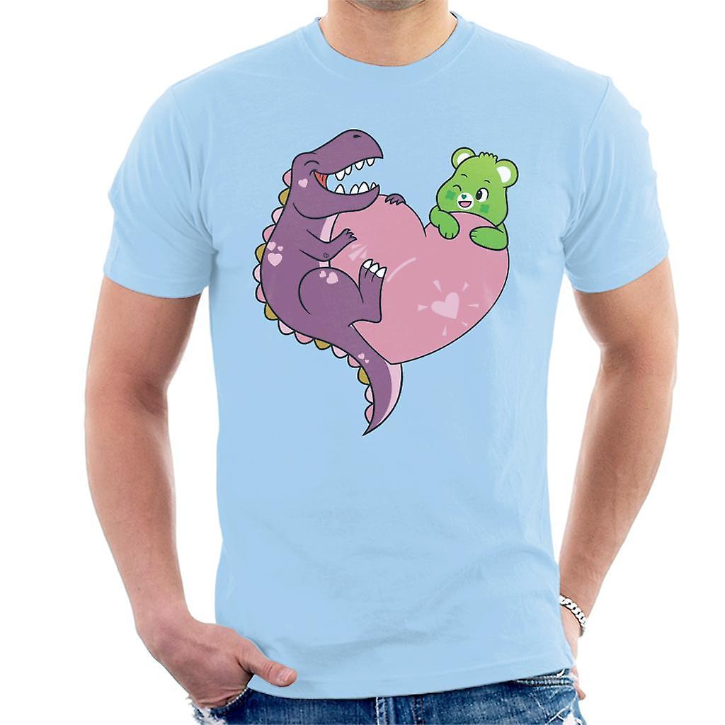 Care Bears Unlock The Magic Good Luck Bear Dino Heart Men's T-Shirt Sky Blue Large