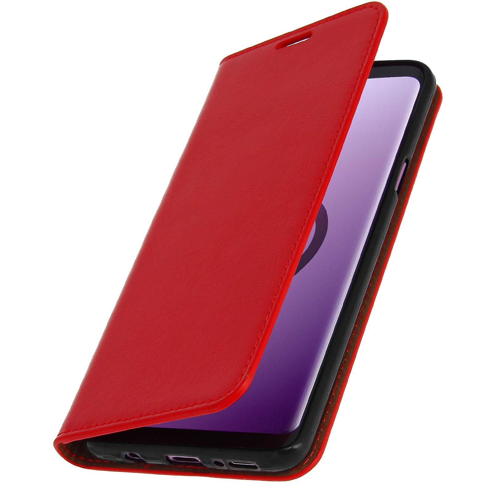 Avizar Folio Real Leather Galaxy S9 Plus Case Card-holder Video Stand Red