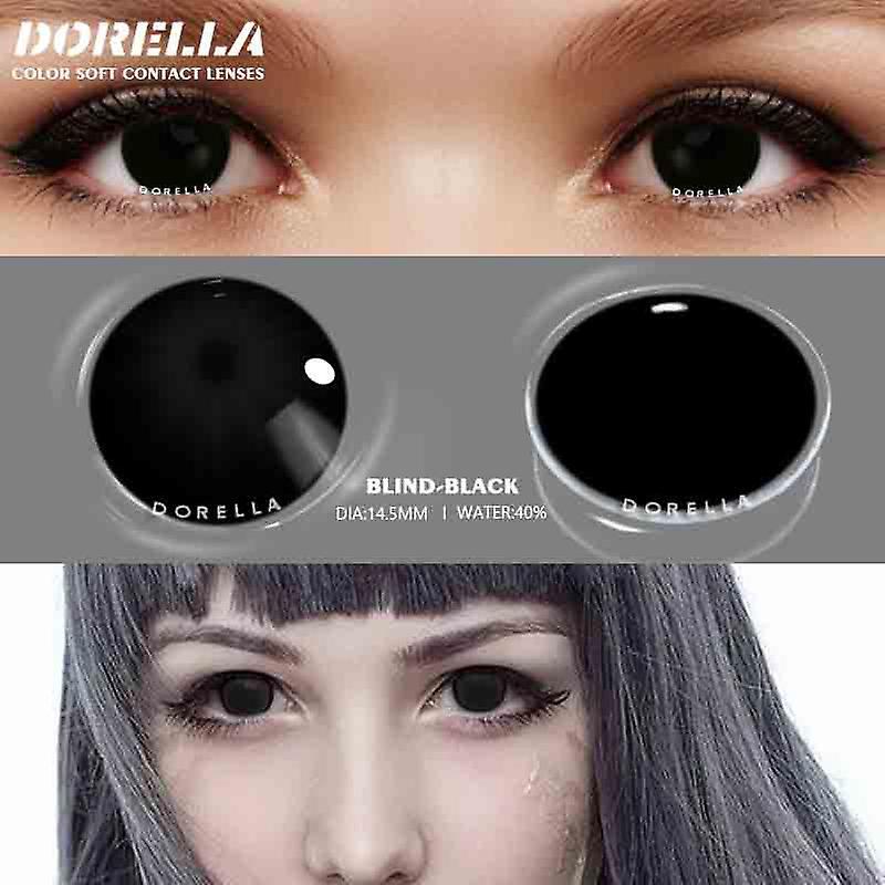 Aionyaaa D'orella 1 Pair Halloween Contacts Lenses Color Contact Lenses For Eyes Yearly Anime Lens Cosplay Contacts White Mesh Blind Lens BLIND-BLACK