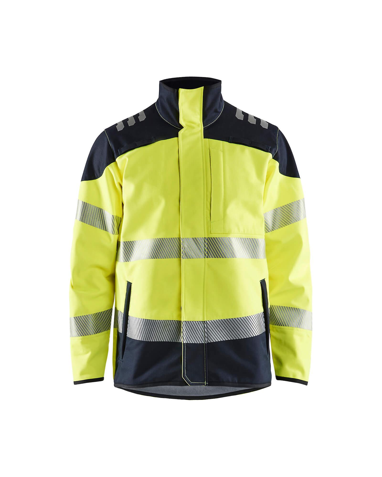 Blaklader 4948 hi-vis softshell jacket waterproof - mens (49481560) Yellow/navy blue S