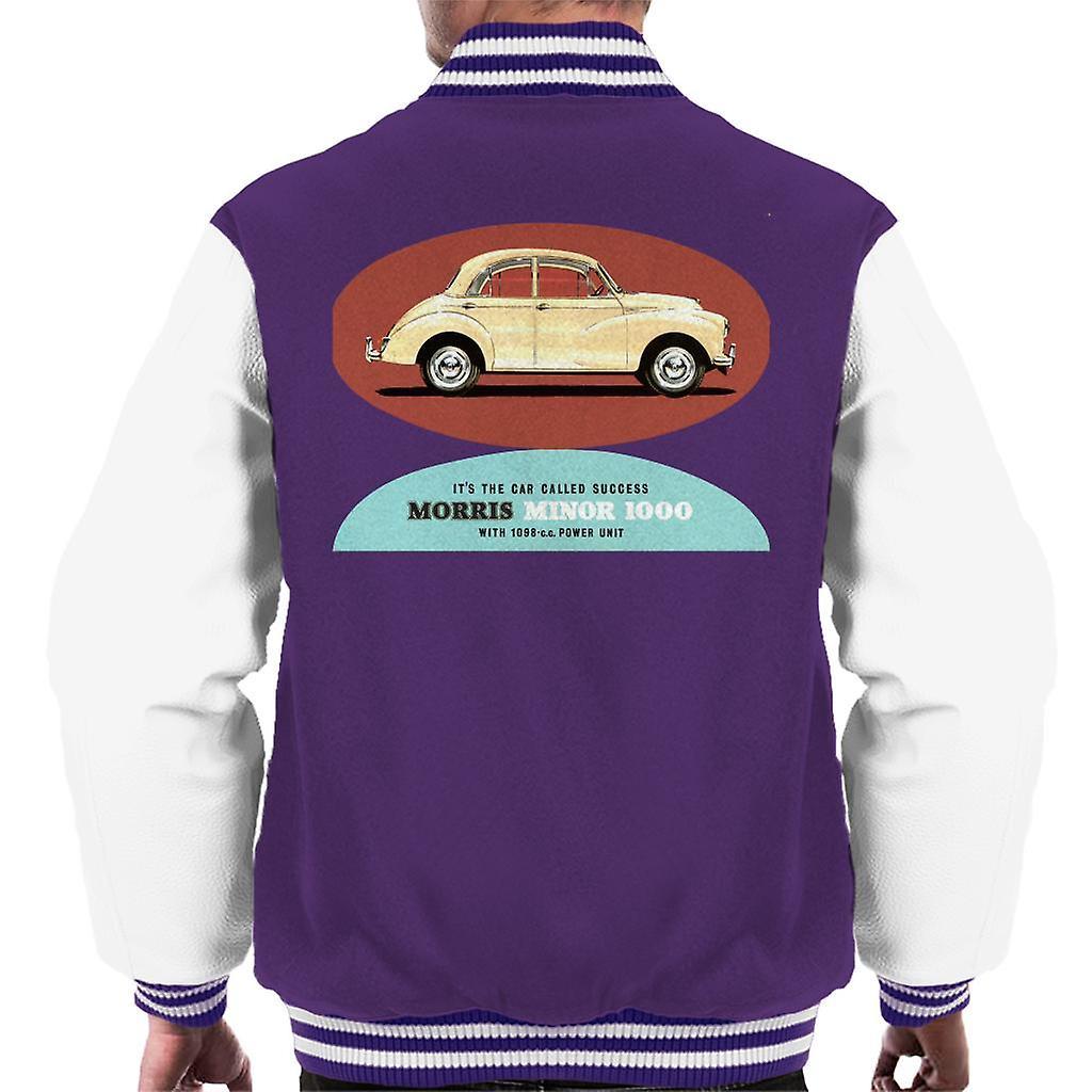 Morris Minor 1000 Its The Car Called Success British Motor Heritage Men's Varsity Jacket Purple/White Large