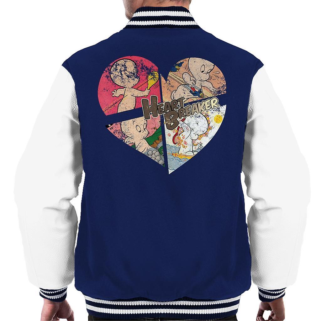 Casper The Friendly Ghost Heart Breaker Men's Varsity Jacket Navy/White Small