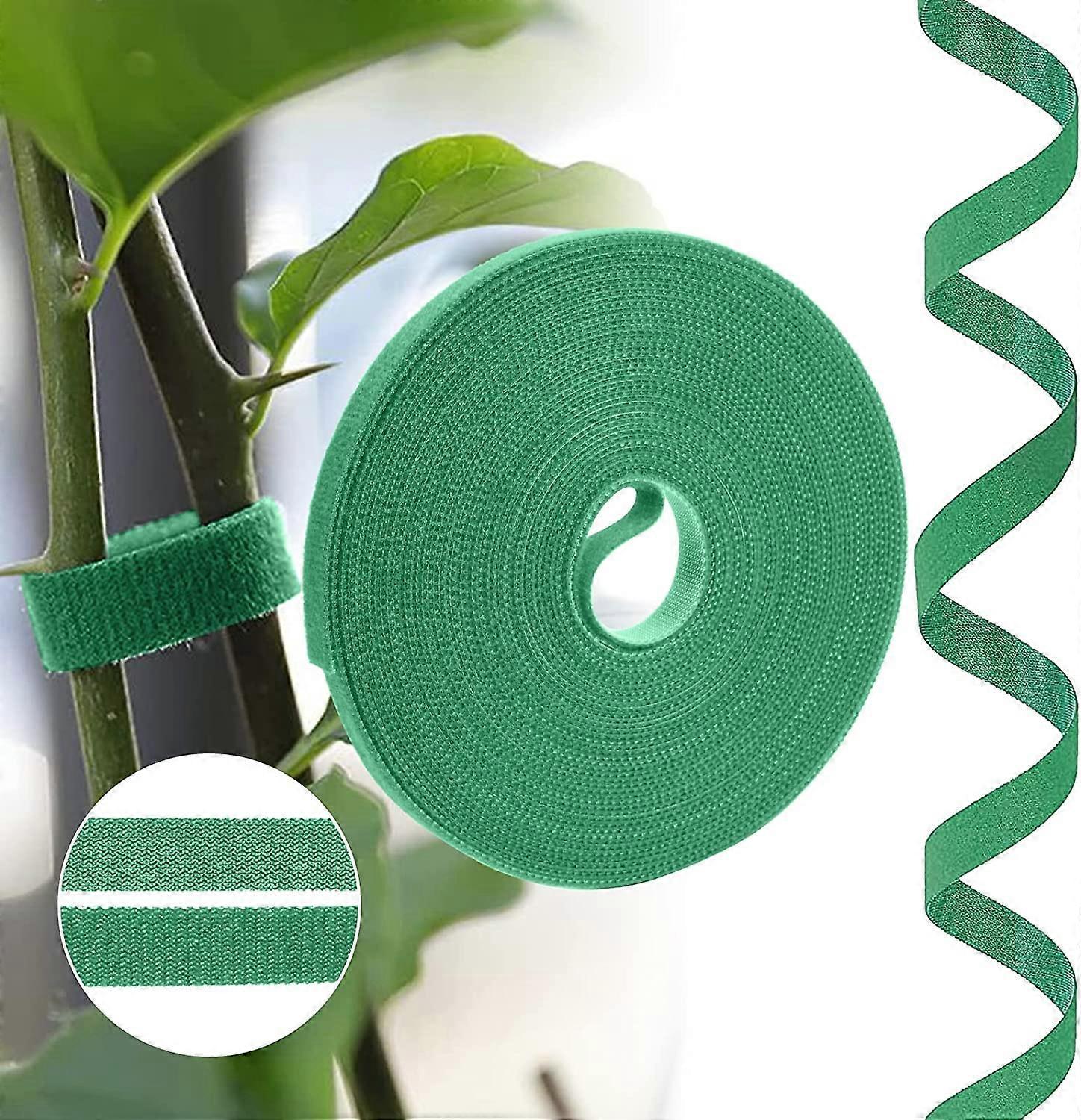 Phwj Green garden plant ties (20 meters * 10mm), tape plant ties self-adhesive tape hook and loop garden ties adjustable tree ties plant stakes can...