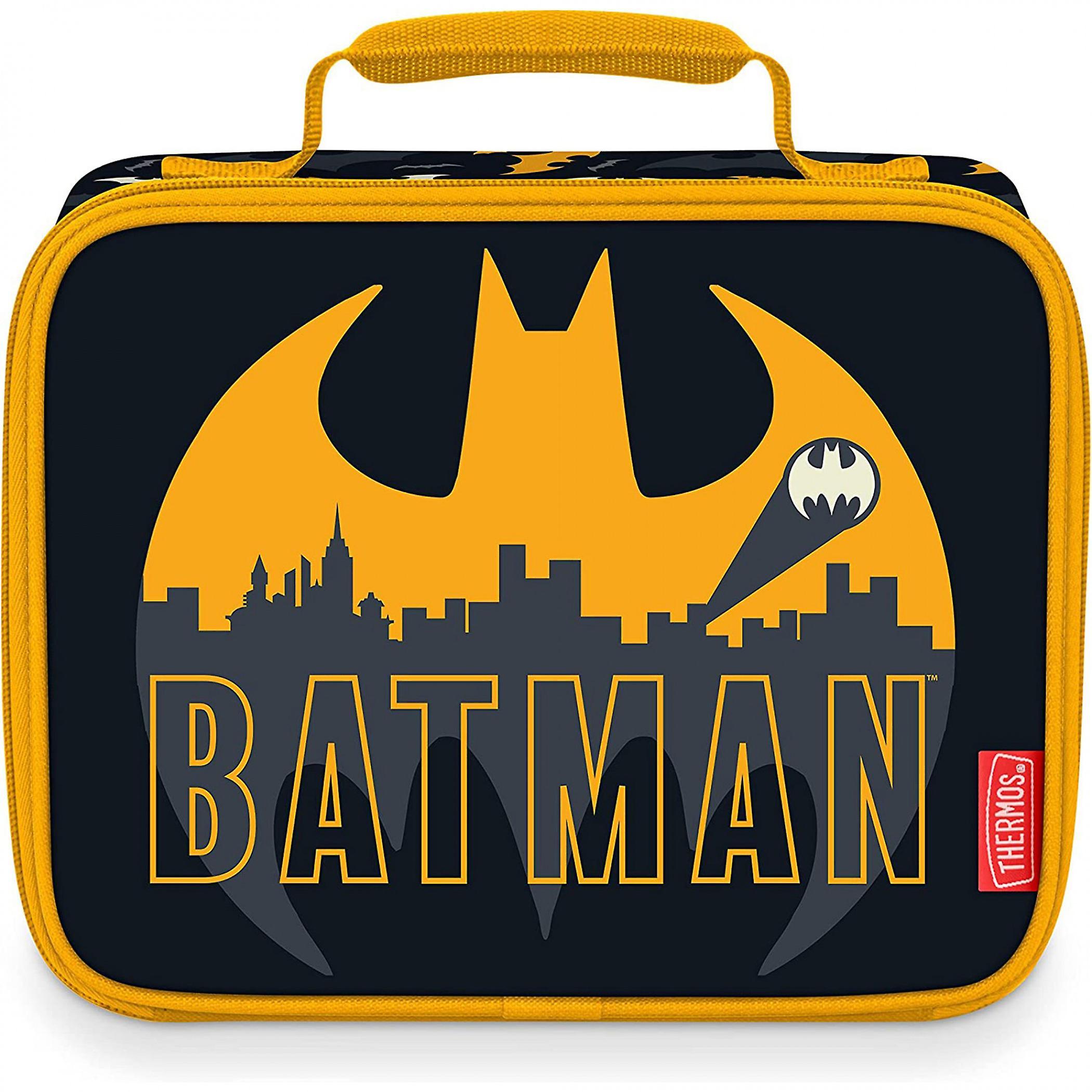 DC Comics Batman Bat Signal Gotham City Thermos Insulated Lunch Box Black