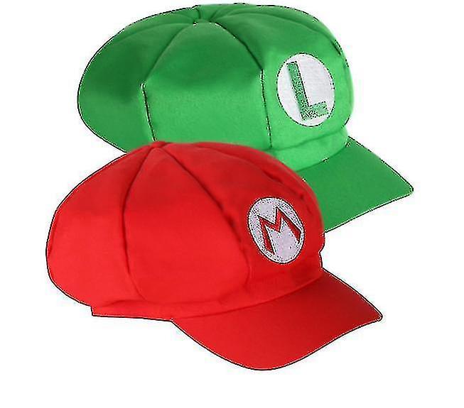 Cryin Pack Of 2 Mario And Luigi Hats Red And Green Caps Adult_1 red/green