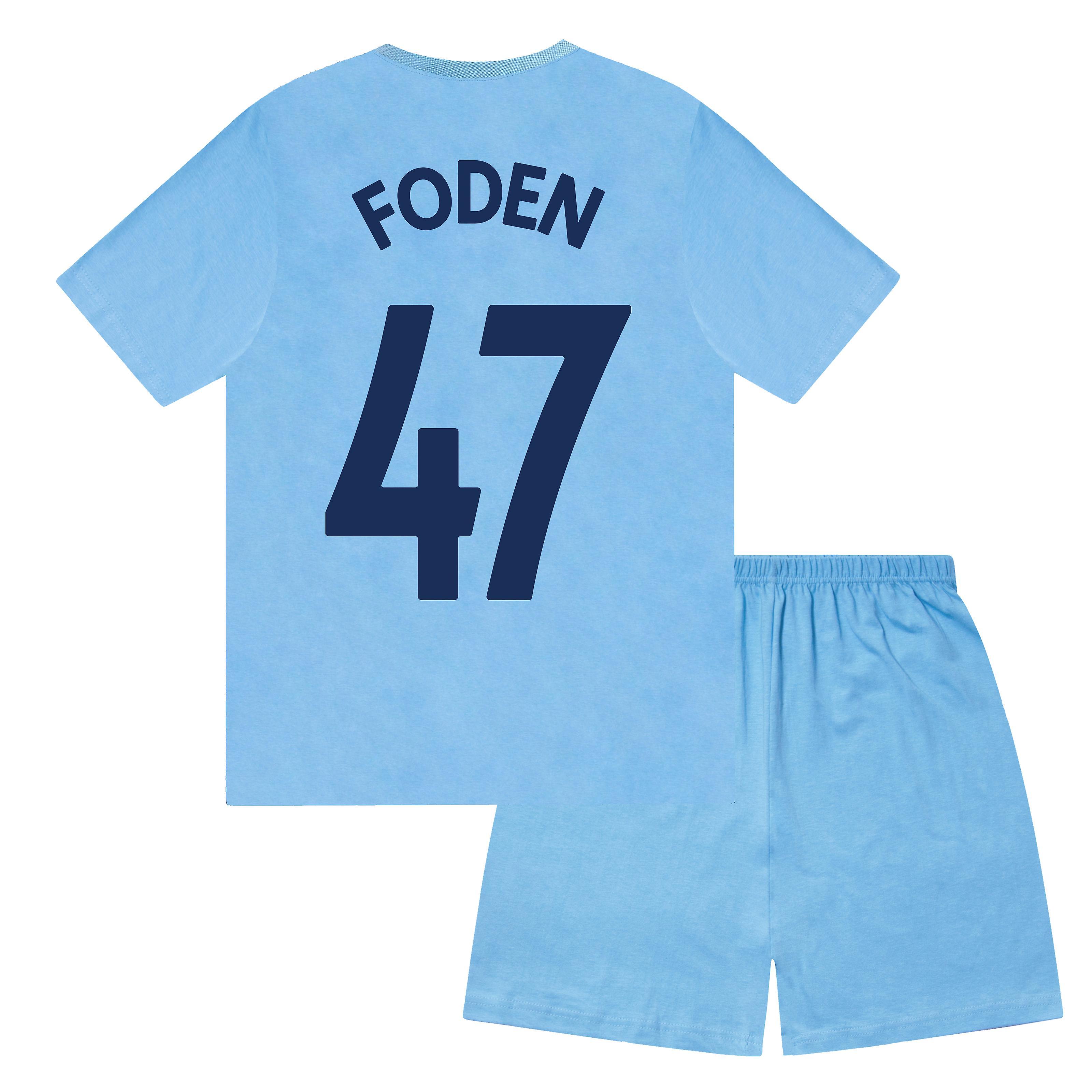 Manchester City FC Manchester City Boys Pyjamas Short Kids OFFICIAL Football Gift Navy Blue Foden 47 8-9 Years