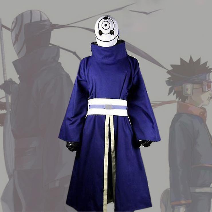 Cryin Shippuden Uchiha Obito/madara Cosplay Costume Halloween Carnival Ninja Battle Suit Blue Kimono No Mask Custom Made Male L Naruto