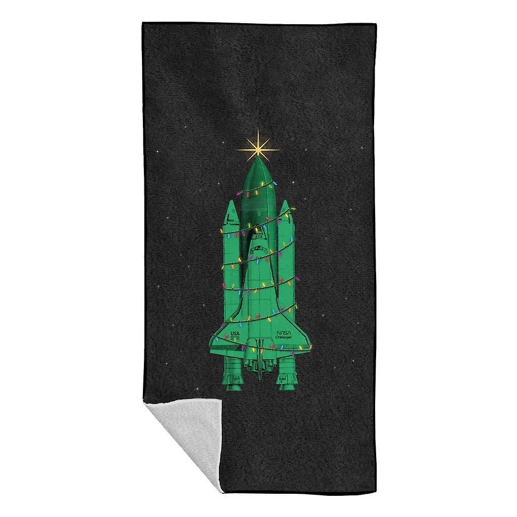 NASA Challenger Shuttle Christmas Tree Beach Towel Black 70 x 140cm