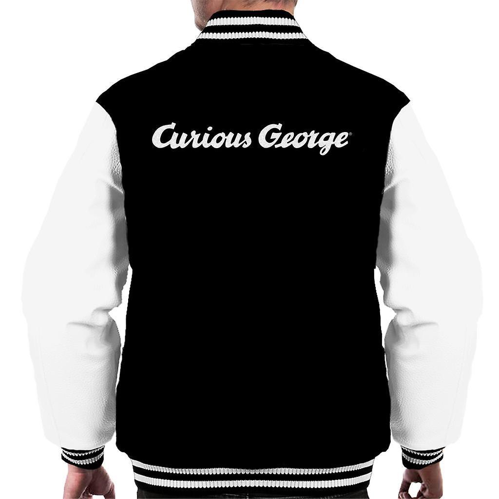 Curious George Line Logo Men's Varsity Jacket Black/White X-Large