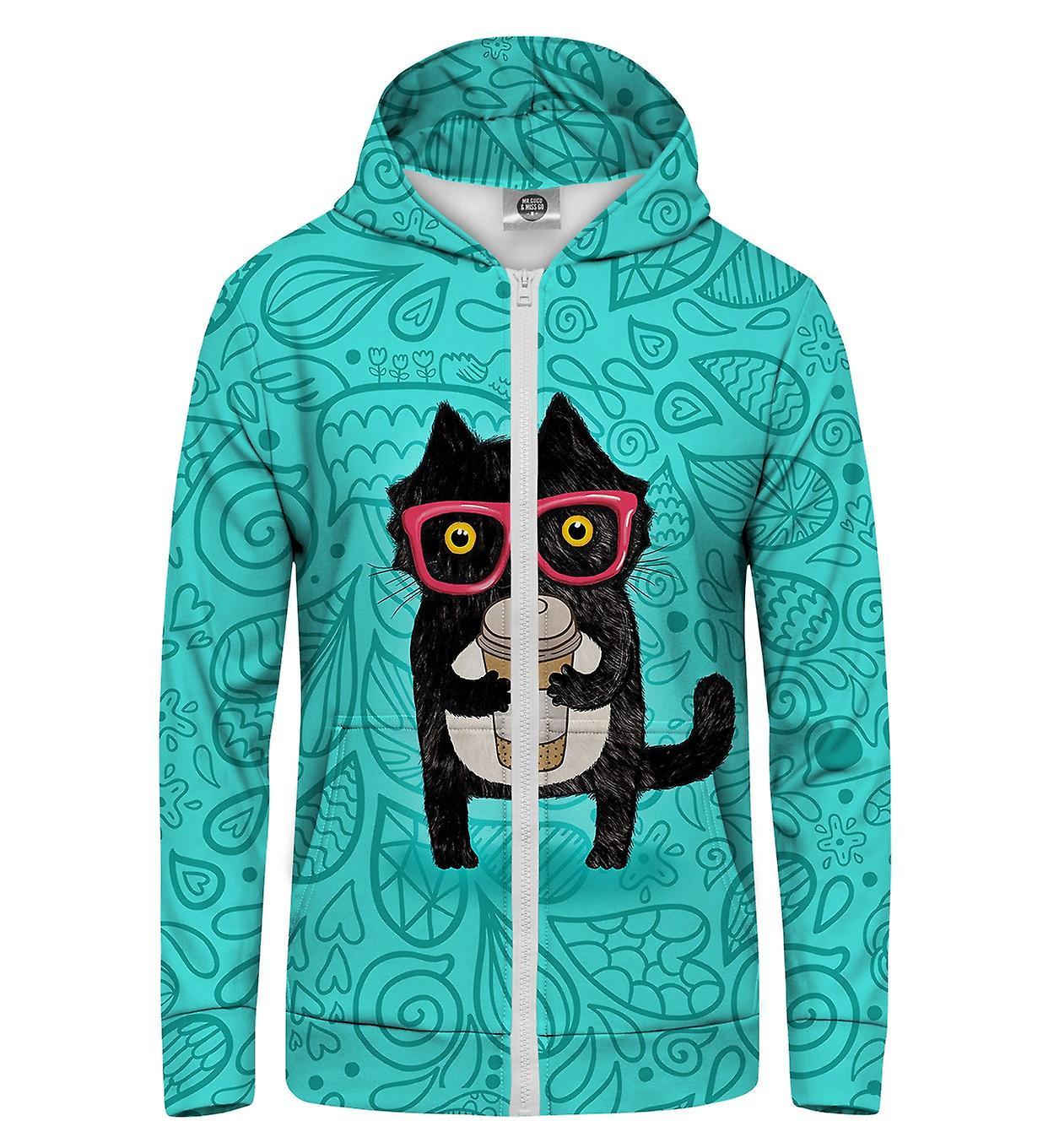 Mr Gugu & Miss Go Mr. GUGU & Miss GO Coffee Cat Hoodie Kangaroo Zip Up navy XS