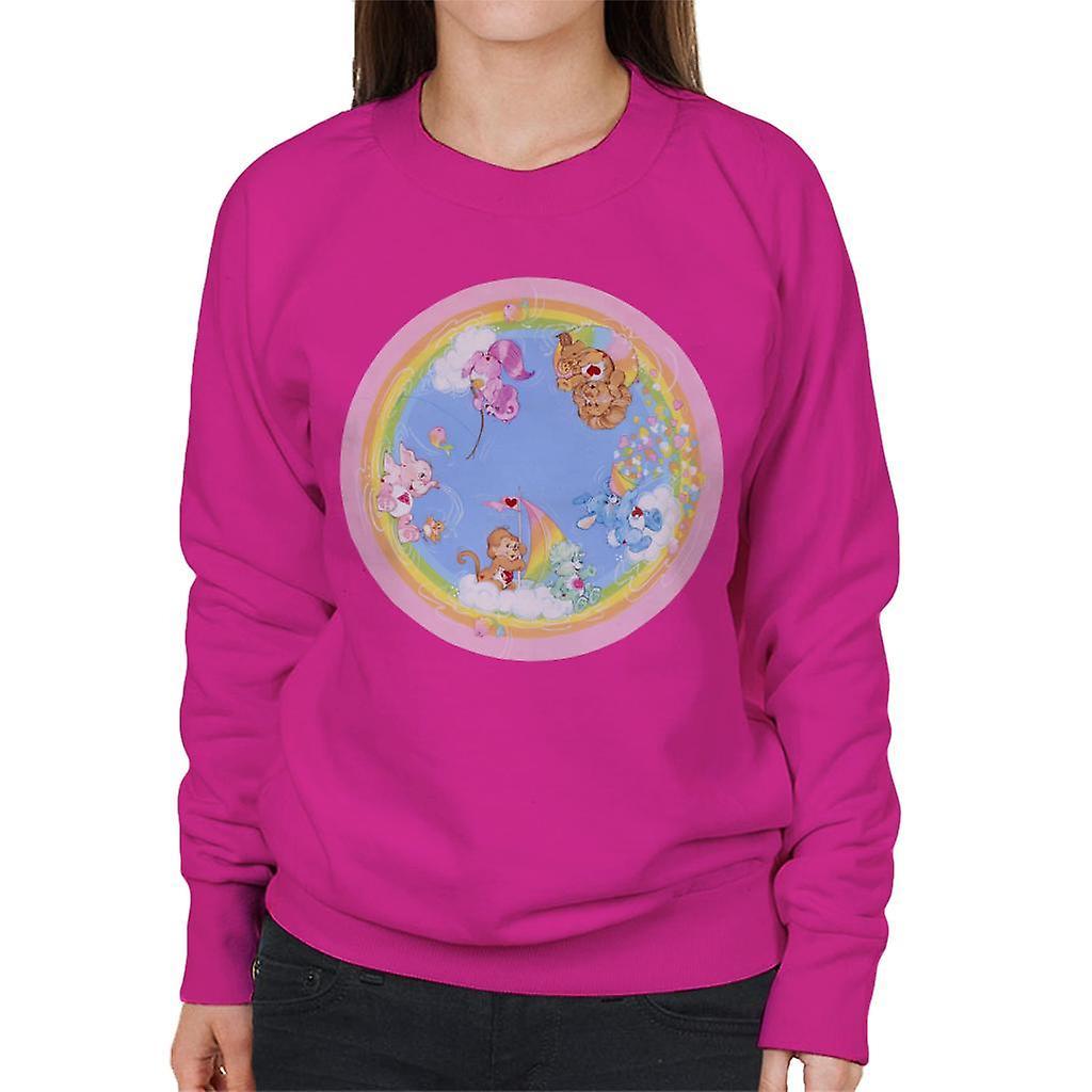 Care Bears Playful Heart Monkey Rainbow Cloud Boat Women's Sweatshirt Hot Pink Medium