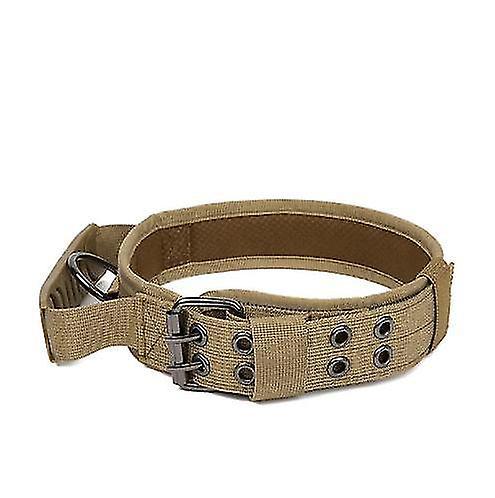 Tianzun Tactical Dog Collar With Control Handle, Military Adjustable Dog Collar For Medium Dogs Large Training Khaki M