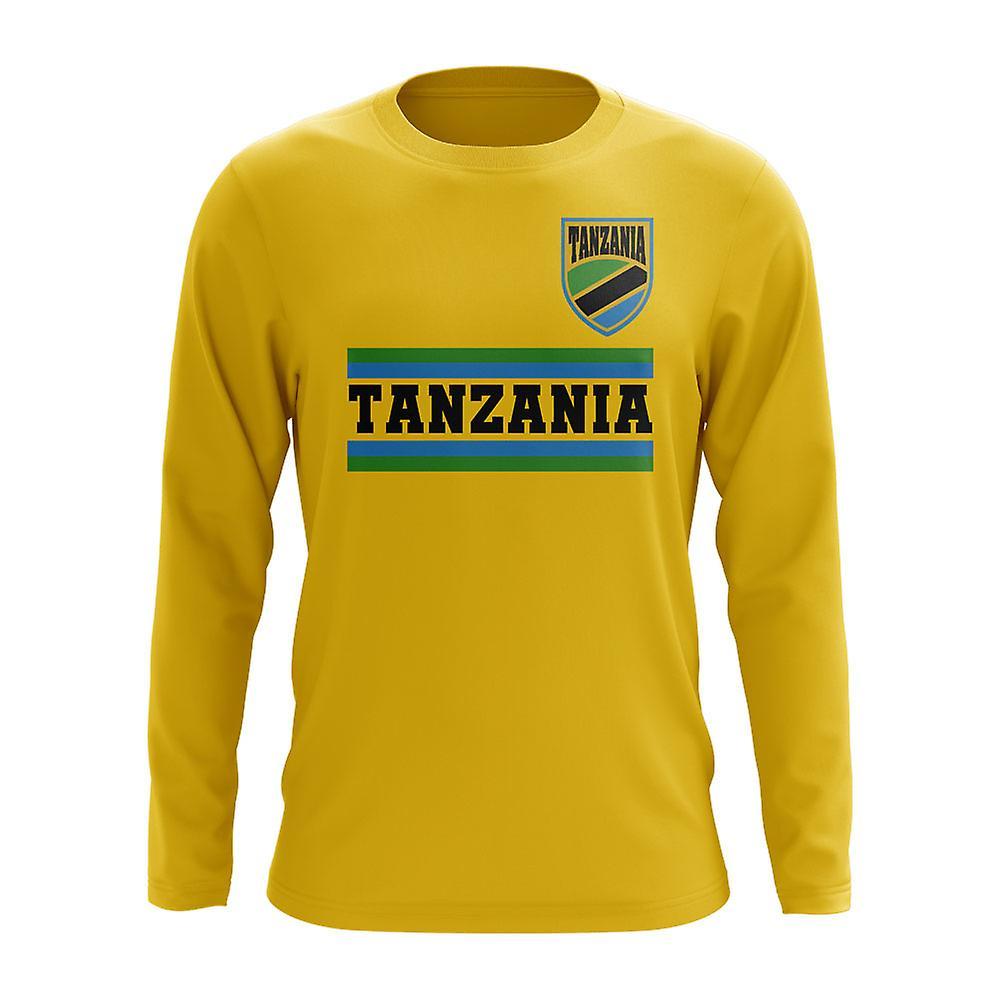 UKSoccerShop Tanzania Core Football Country Long Sleeve T-Shirt (Yellow) Womens XS (Size 8 - 30 inch Chest)