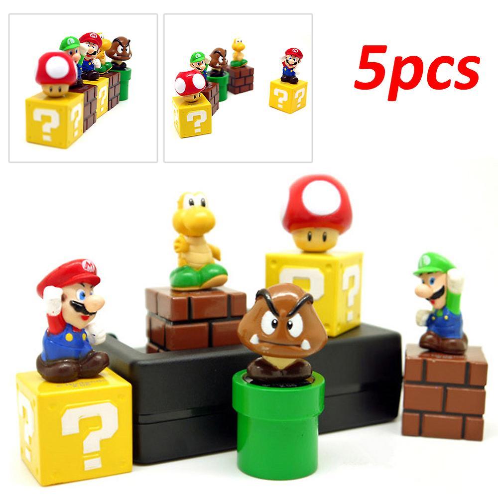 Bestdaily 5pcs Super Mario Figures Toy - Mario & Luigi Figurines - Yoshi & Mario Bros Action Figures Cake Toppers Ornaments Gifts For Kids Fans