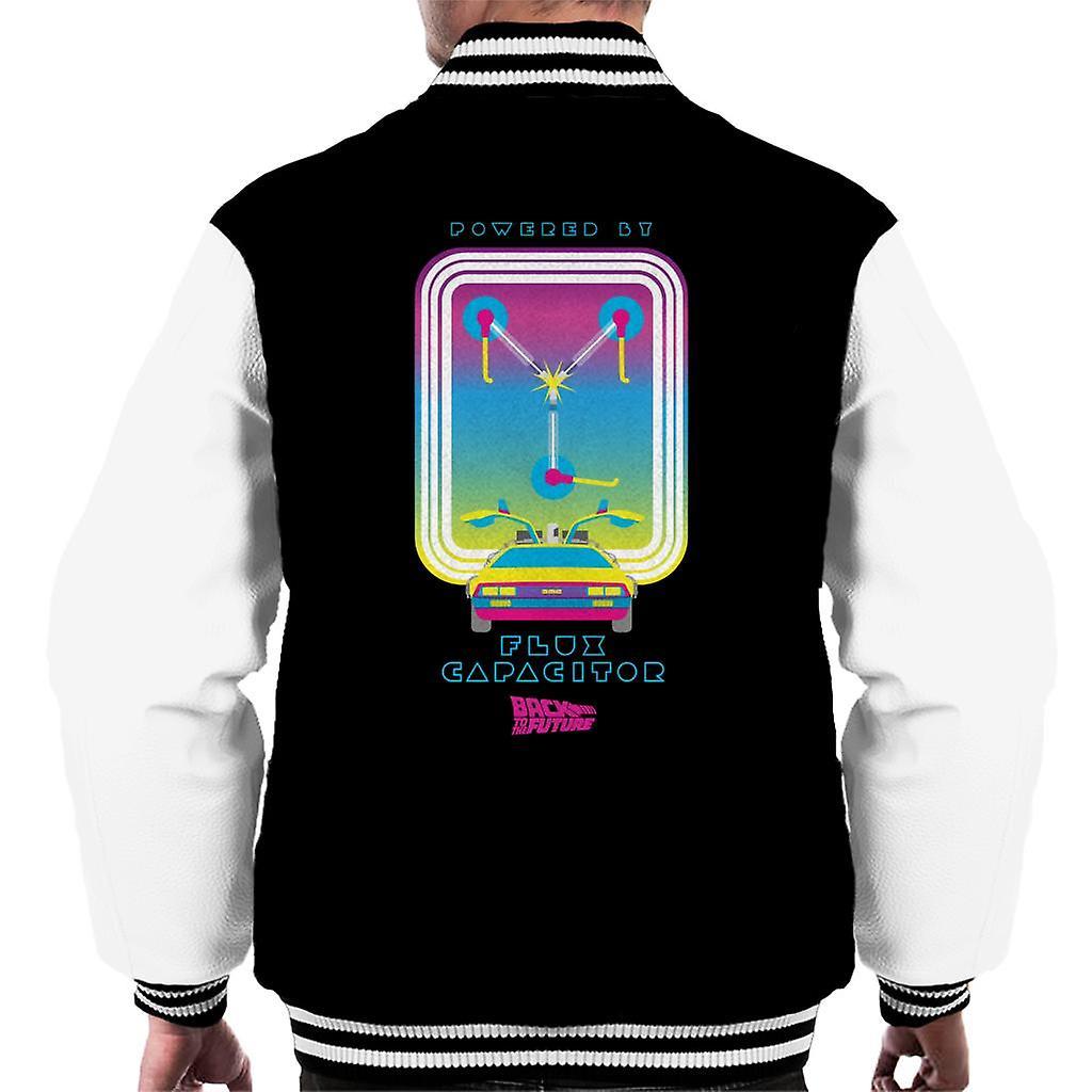 Back to the Future DMC Delorean Flux Capacitor Gradient Men's Varsity Jacket Black/White X-Large