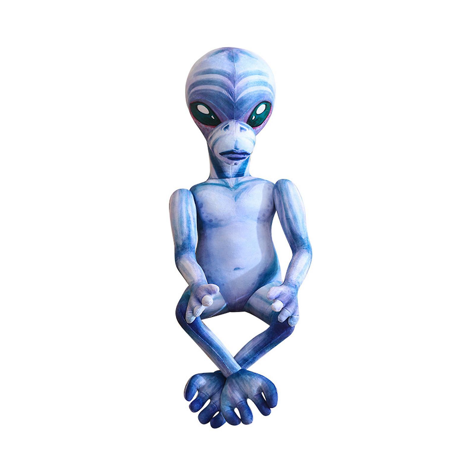 Fisheraw Plush Doll Creative Movable Joints Alien Shape Stuffed Doll Toy Realistic Soft Stuffed Animal for Boys Girls Blue L