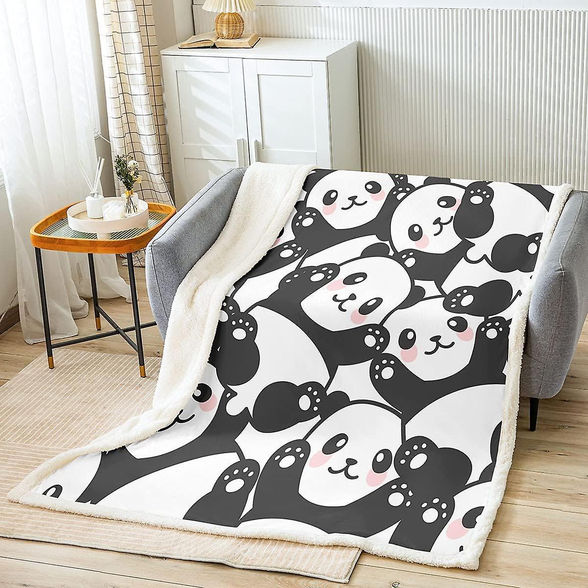 Kerota Panda Fleece Blanket Cute Animal Sherpa Blanket Ultra Soft Kawaii Panda Bear Throw Blanket For Bed Sofa Cute Zoo Animal Plush Fuzzy Blanket ...