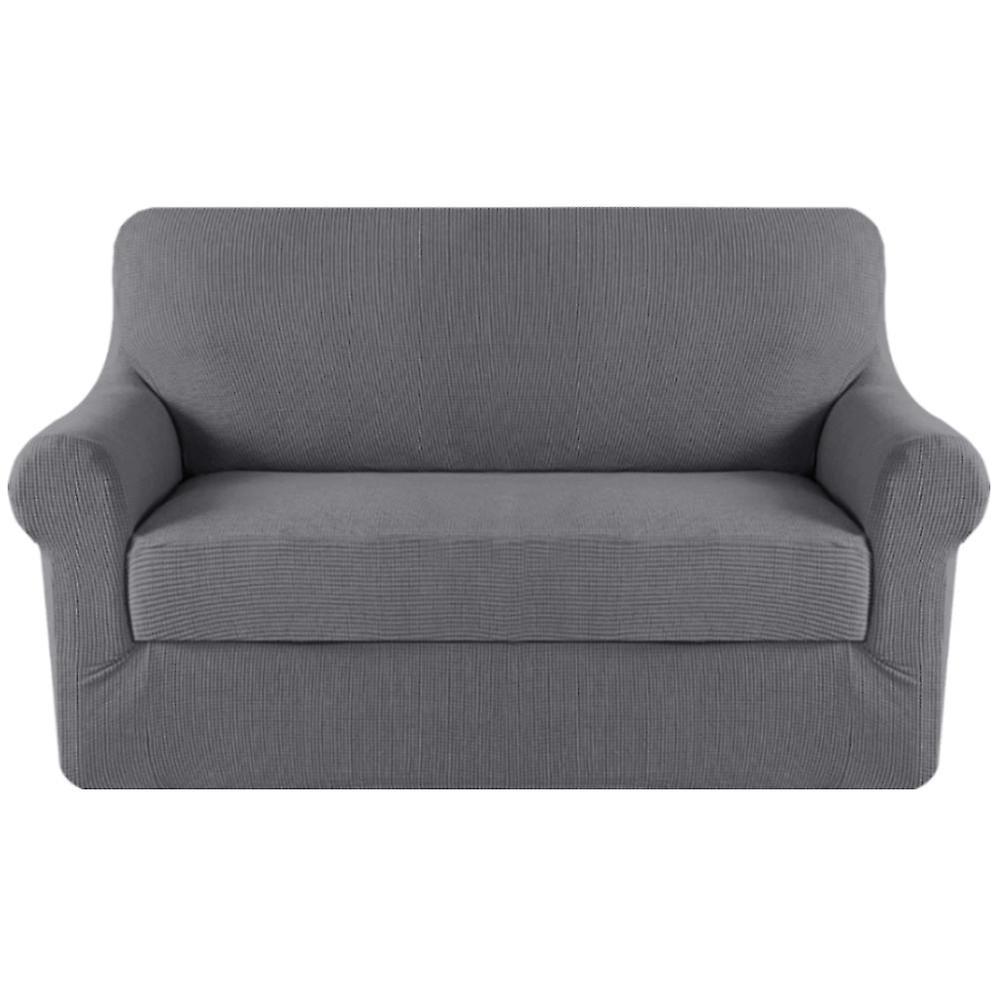 WINBO 2-Piece sofa covers stretch couch slipcovers 1/2/3/4 seater, grey 2 seater