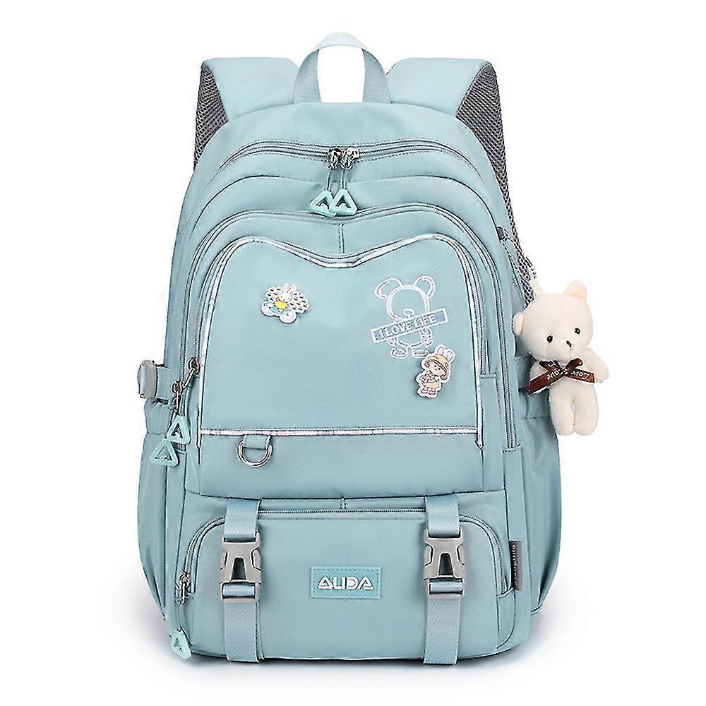 Lycxames Middle School Student Schoolbag Girl Large Capacity Student Backpack Schoolbag Light Blue