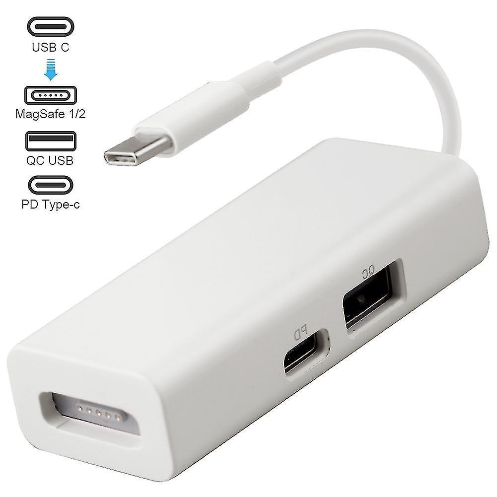 JUMPHERO 3 In 1 Usb-c Magsafe Adapter Type-c to Magsafe Converter for Notebooks and Smartphones White