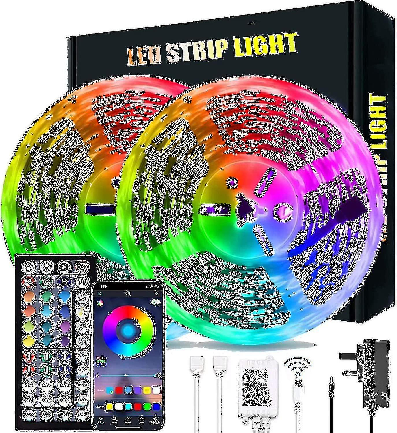 Yuntianzun 20m Led Lights Bluetooth Rgb Lights Led Tape Lights With 44-keys Remote Music Sync Colour Changing Led Mood Strip