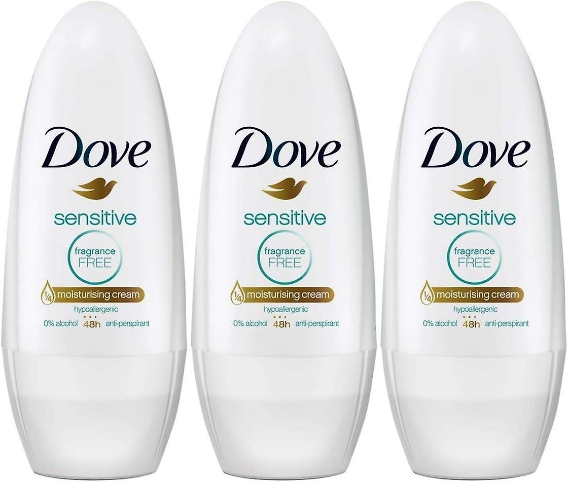 3 x Dove 48H protection Anti-perspirant Roll On 50 ml - Sensitive