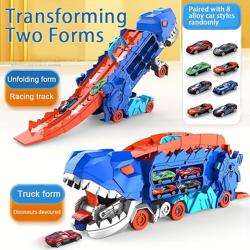 Wfuo Large Tyrannosaurus Rex Dinosaur Devouring Car Transformed Track Scooter Toy B