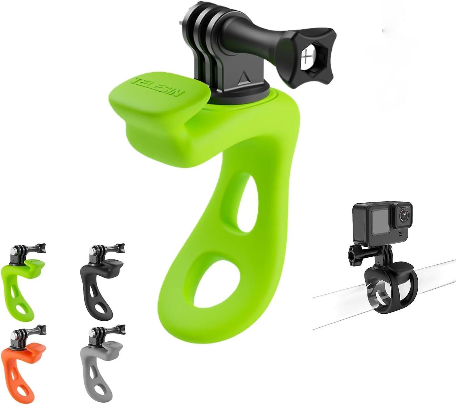 Lelinker Camera Stand Elastic Small Q Handlebar Mount,Flexible Silicone Band Versatile Wrap for GoPro, Insta360, DJI and Other Action Cameras Orange