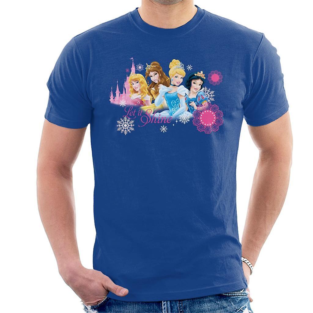 Disney Christmas Princesses Let It Shine Men's T-Shirt Royal Blue Large