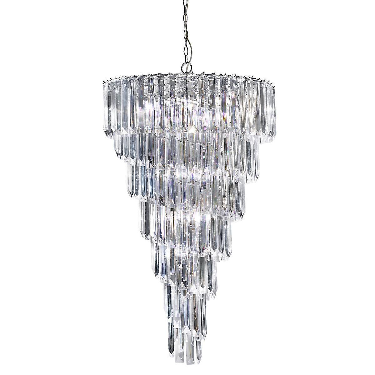 Searchlight Lighting Sigma 9 Light Chandelier Chrome Finish with Acrylic Crystals, E14