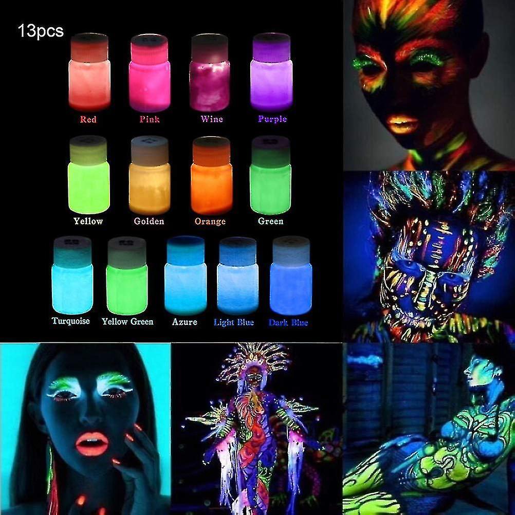 Ghygv Glow In The Dark Paint Set Self-luminous Phosphorescent Glowing Paints Self Glowing Dye For Wall Body Painting