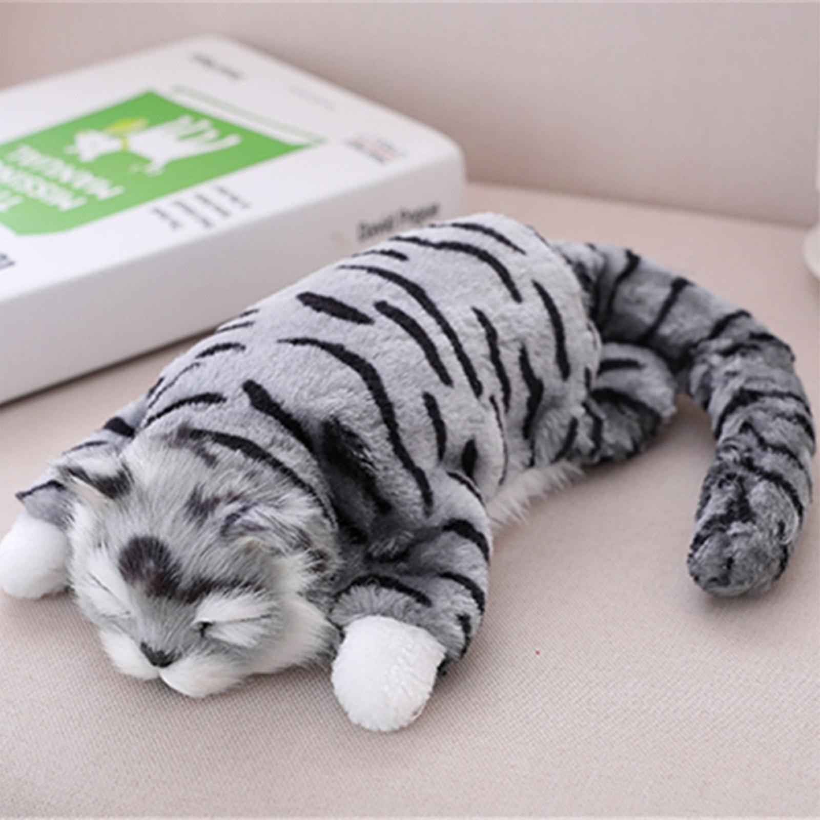 Flye Electric Rolling Cats Sleeping On Its Back Cats Simulation Children's Electric Plush Toys Will Scream Will Roll Over The Simulation Cats Gray