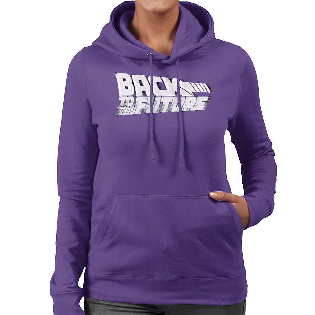 Back to the Future Blurred White Logo Women's Hooded Sweatshirt Purple XX-Large