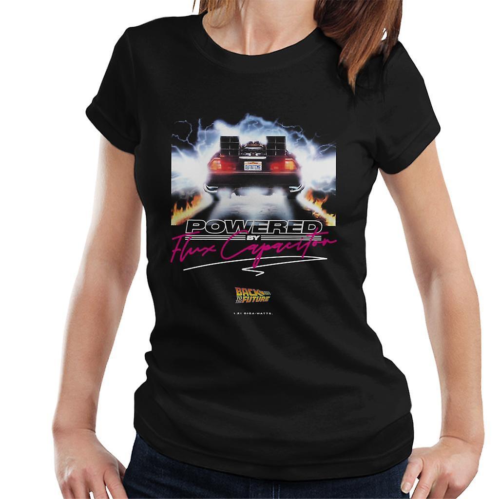 Back to the Future Delorean Powered By Flux Capacitor Women's T-Shirt Black Small