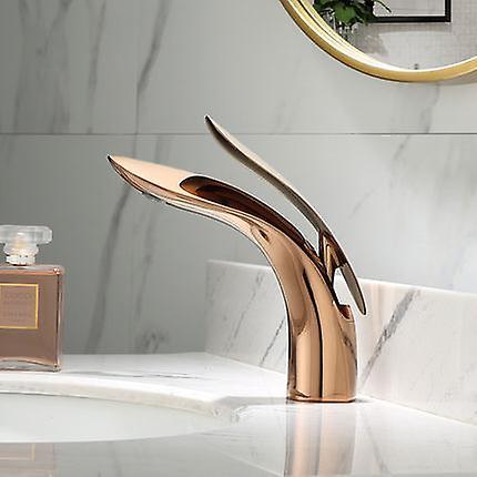 Slowmoose Basin Faucet, Waterfall Single Hole Cold And Hot Water Tap Rose Gold