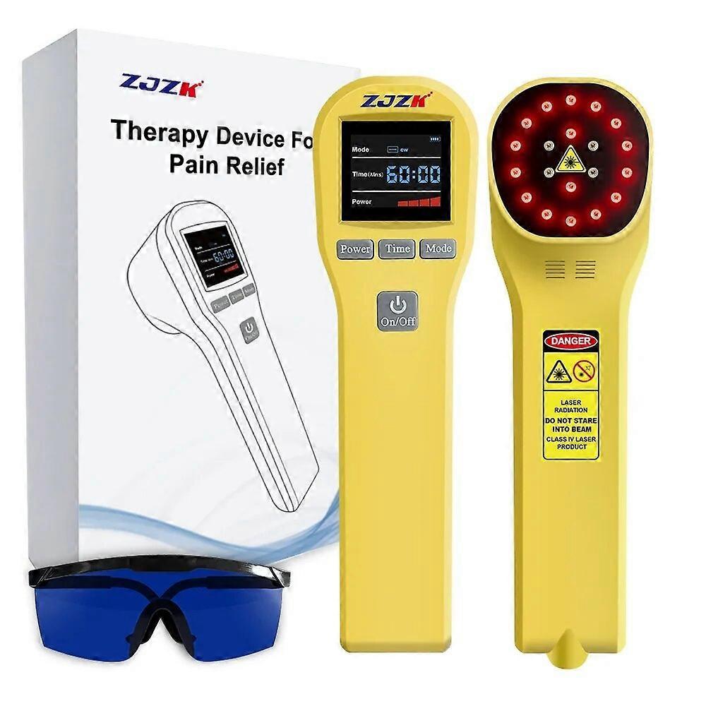 Sanxing ZJZK Laser for Dog Therapy 4808nm +16650nm Cold Laser Therapy Equipment for Wound Healing Sport Injury Physiotherapy Yellow 110V-US Plug