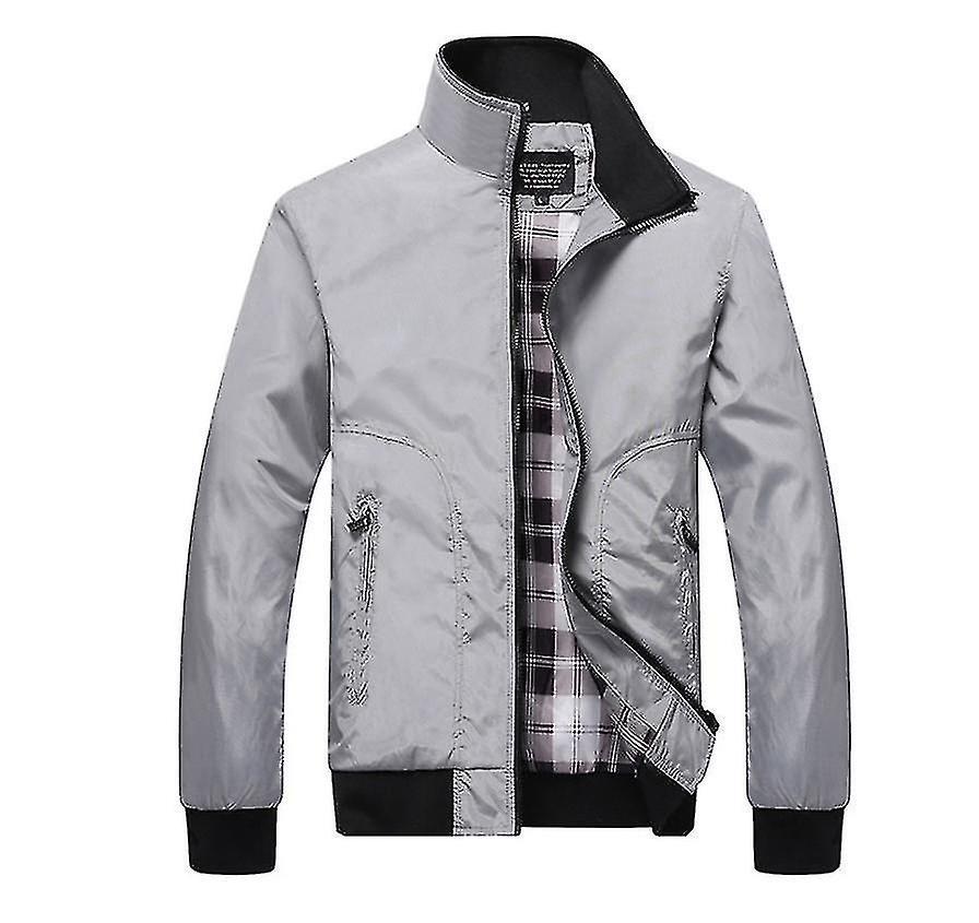 Yesfit New Spring And Autumn Men's Jacket Loose Casual Stand-up Collar Jacket Young Men's Jacket grey M