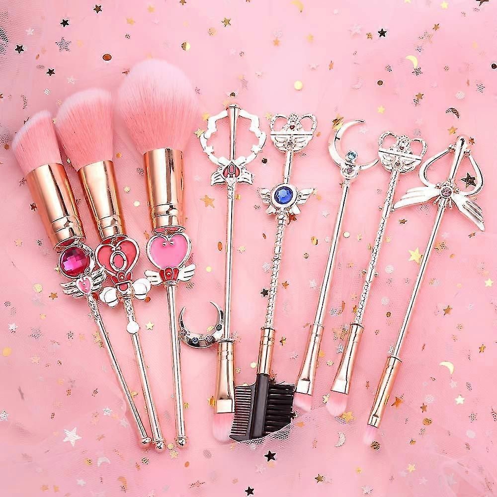 Ersam Sailor Moon Makeup Brushes Set - 8pcs Cosmetic Makeup Brush Set Professional Tool Kit Set Pink