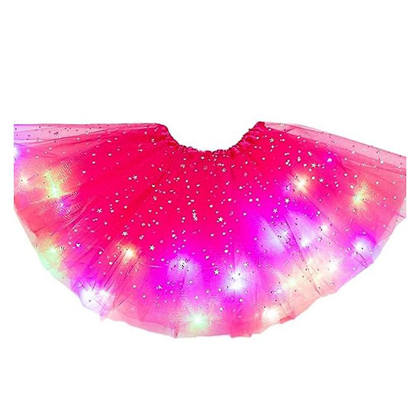 Jielin Girl's Tutu Skirt With Led Light Layered Ballet Tutu Skirts ROSE RED