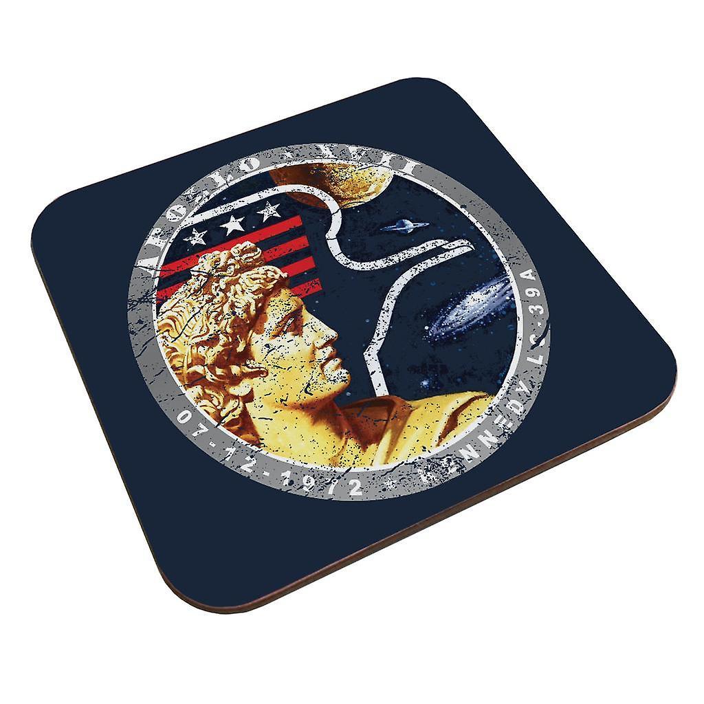 NASA Apollo 17 Mission Badge Distressed Coaster Navy Blue 9 x 9 cm