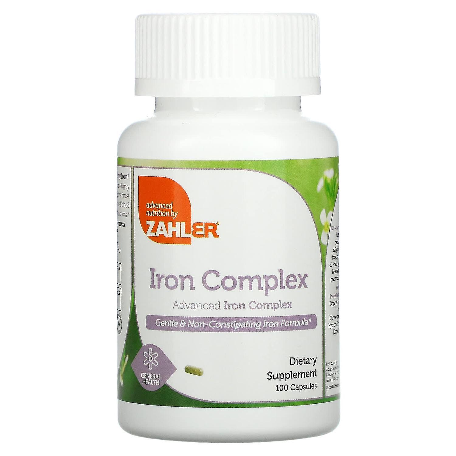 Zahler, Iron Complex, Advanced Iron Complex, Gentle & Non-Constipating Iron Formula, 100 Capsules