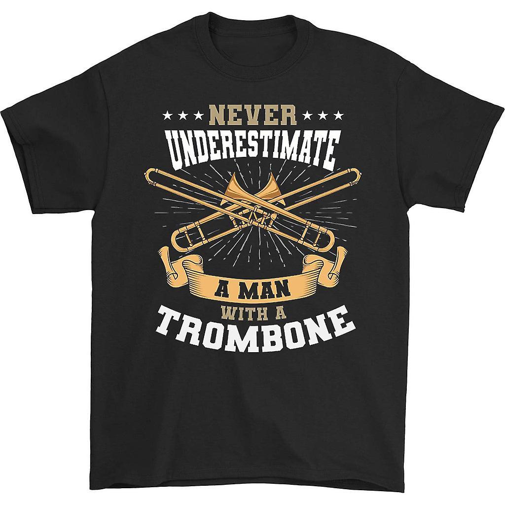 HISHARK Never underestimate a man with a trombone t-shirt Black XL